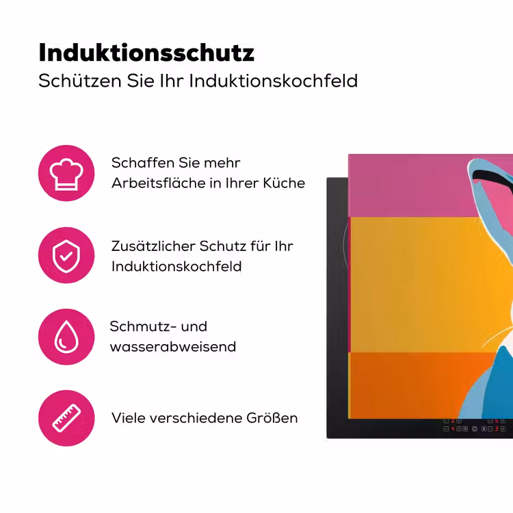 Haas - Kleurvakken - Oren - Roze Inductie beschermer vinyl 3mm klein -zzzzzzz-lf-ups