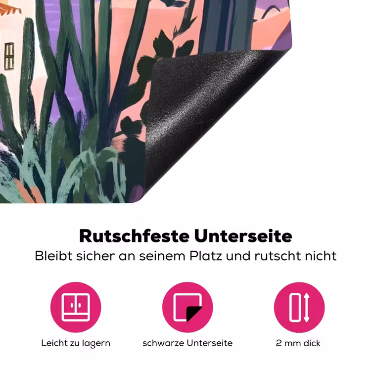 Huizen - Minimalistisch - Palmbomen - Kust Inductie beschermer vinyl 3mm klein -zzzzzzz-lf-onderkant