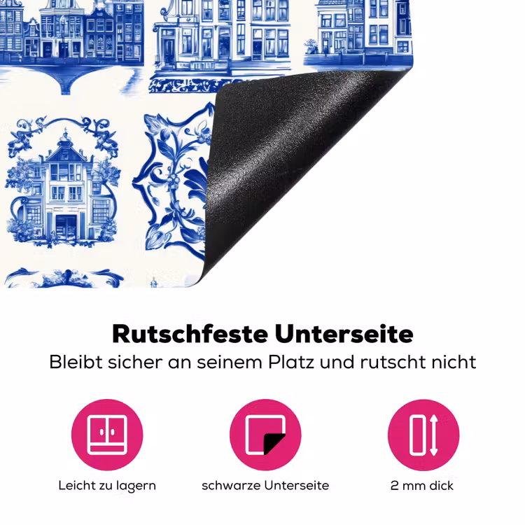 Huizen - Schepen - Blauw Inductie beschermer vinyl 3mm klein 276 -zzzzzzz-lf-onderkant