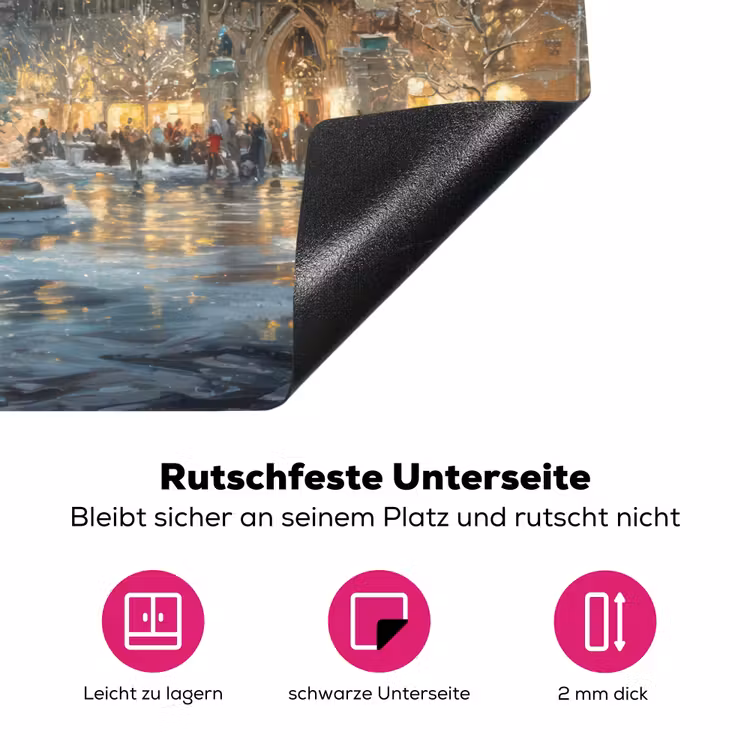Kerstnacht - Stadsplein - Meerkleurig Inductie beschermer vinyl 3mm klein -zzzzzzz-lf-onderkant