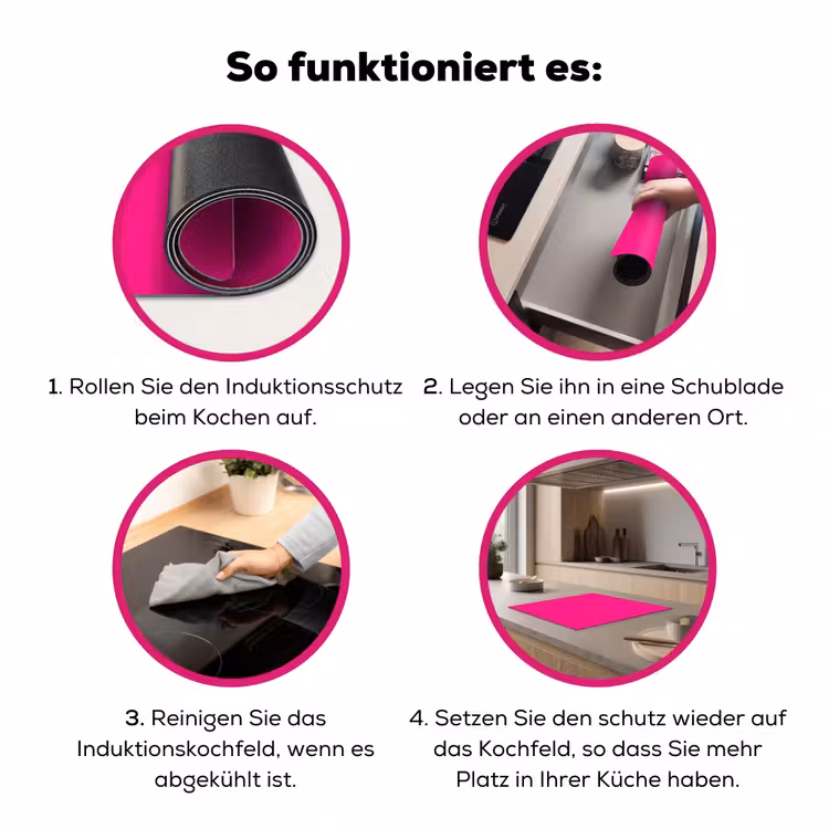 Hot - Fuchsia - Roze Inductie beschermer vinyl 3mm middel 274 -zzzzzzz-lf-werking
