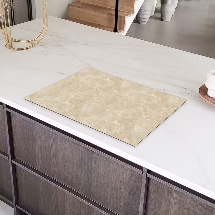 Lichtbeige - Marmer - Diffusie adering Inductie beschermer vinyl 3mm klein 276 -sfeer8