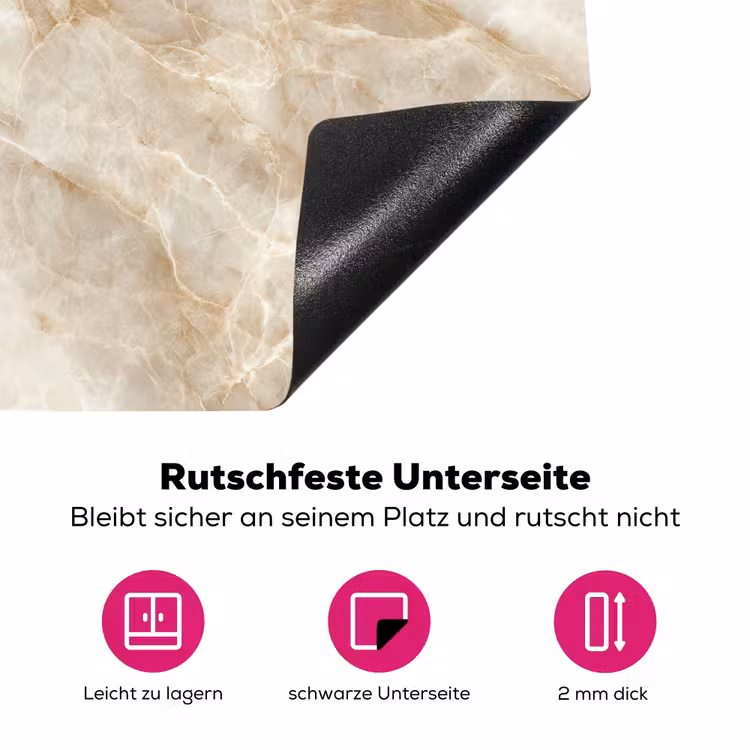 Lichtbeige - Onyx - Subtiel Inductie beschermer vinyl 3mm klein 276 -zzzzzzz-lf-onderkant