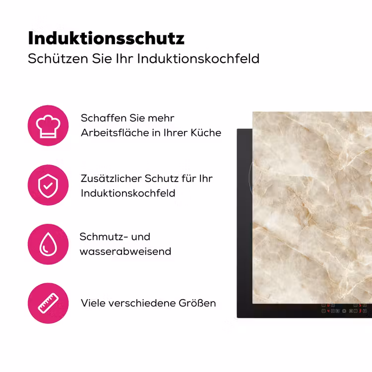 Lichtbeige - Onyx - Subtiel Inductie beschermer vinyl 3mm klein 276 -zzzzzzz-lf-ups