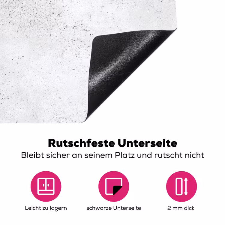 Lichtgrijs - Betonstructuur - Subtiel Inductie beschermer vinyl 3mm klein 276 -zzzzzzz-lf-onderkant
