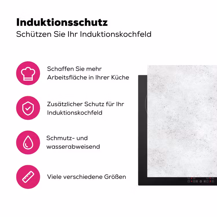 Lichtgrijs - Betonstructuur - Subtiel Inductie beschermer vinyl 3mm klein 276 -zzzzzzz-lf-ups