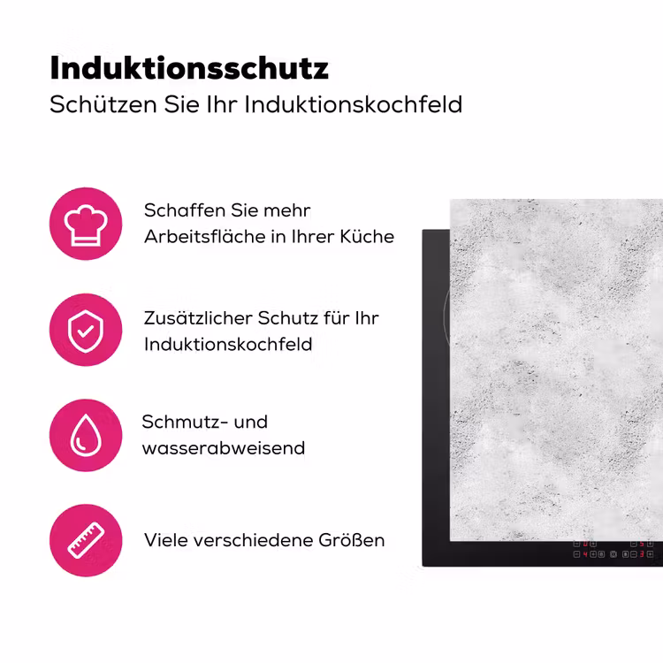 Lichtgrijs - Ruw - Subtiel Inductie beschermer vinyl 3mm klein 276 -zzzzzzz-lf-ups