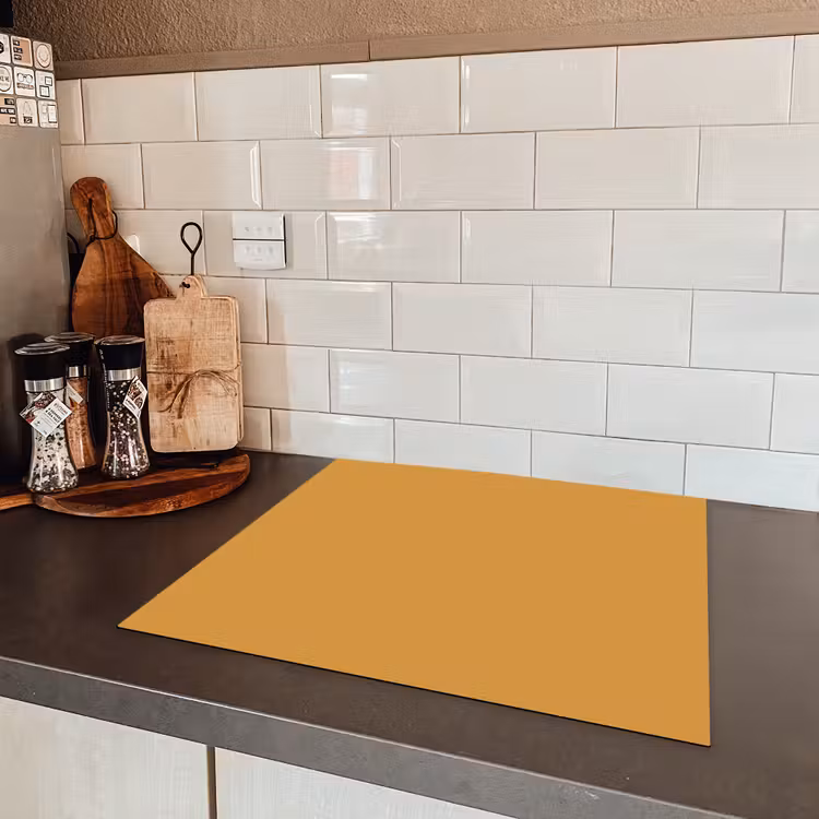 Autumn - Mustard - Geel Inductie beschermer vinyl 3mm middel 274 -sfeer3