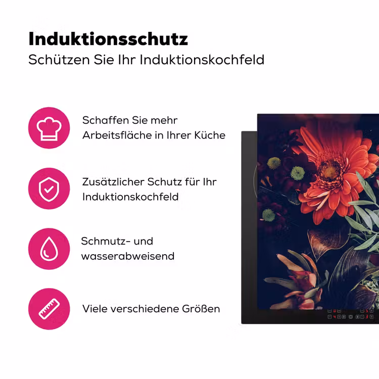 Herfstige Bloemenpracht Inductie beschermer vinyl 3mm klein -zzzzzzz-lf-ups