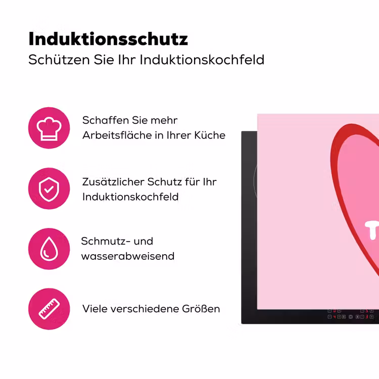 Hart - Frans - Valentijn - Roze Inductie beschermer vinyl 3mm klein -zzzzzzz-lf-ups