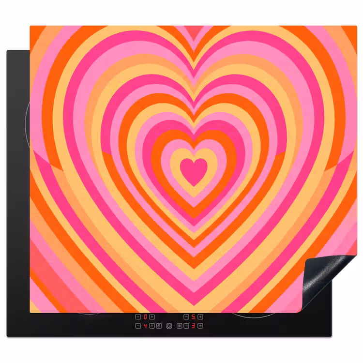 Hart - Concentrisch - Abstract - Liefde - Kleurrijk Inductie beschermer vinyl 3mm middel -3d