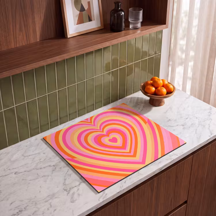 Hart - Concentrisch - Abstract - Liefde - Kleurrijk Inductie beschermer vinyl 3mm middel -sfeer8