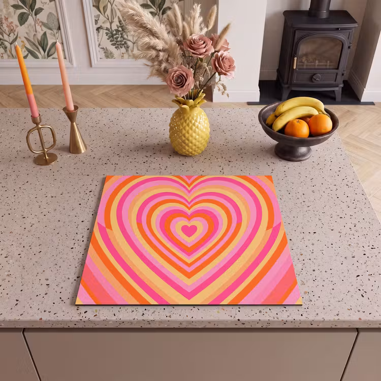 Hart - Concentrisch - Abstract - Liefde - Kleurrijk Inductie beschermer vinyl 3mm middel -sfeer3