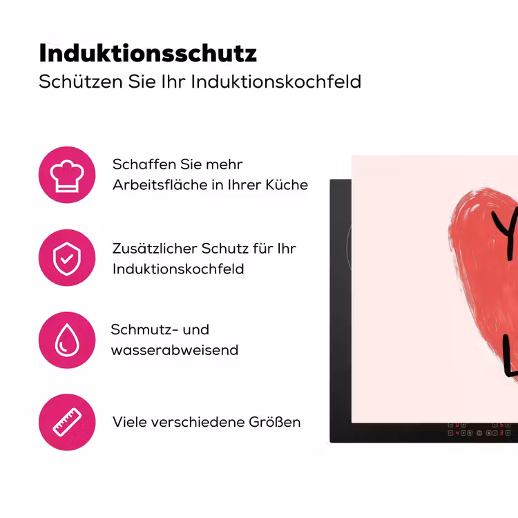 Hart - Rood - Valentijn Inductie beschermer vinyl 3mm klein -zzzzzzz-lf-ups