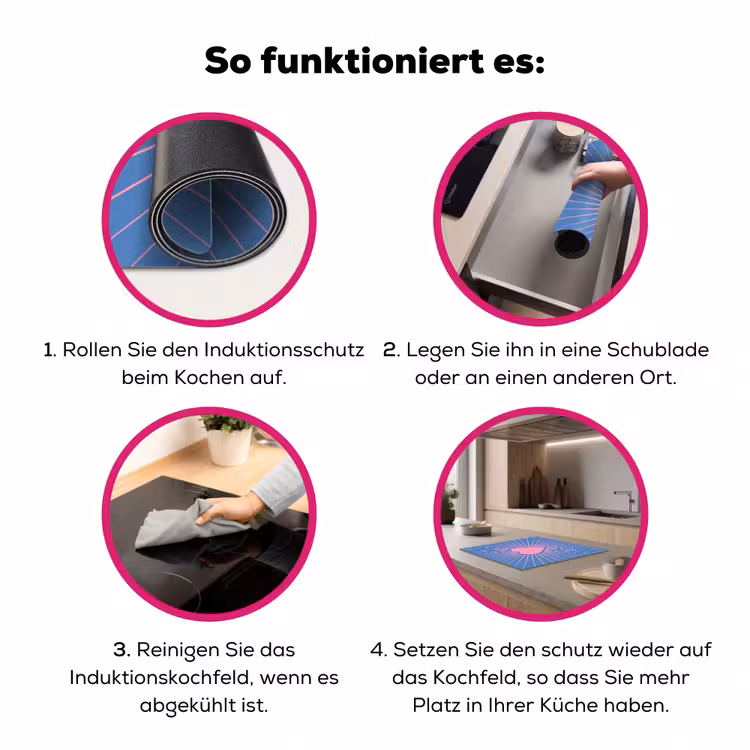 Hart - Stralen - Liefde - Modern - Roze Inductie beschermer vinyl 3mm middel -zzzzzzz-lf-werking