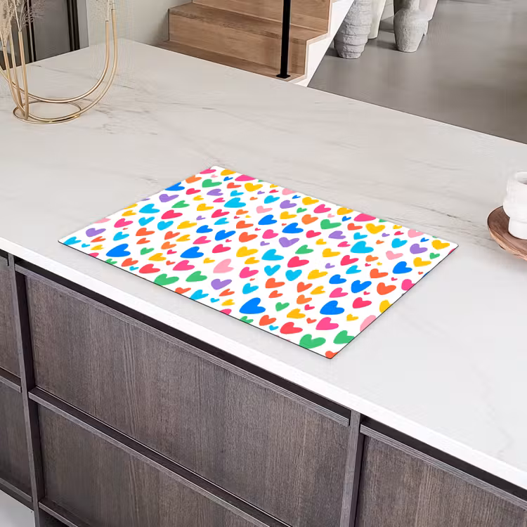 Hartjes - Kleurrijk - Patroon - Levendig Inductie beschermer vinyl 3mm klein -sfeer8