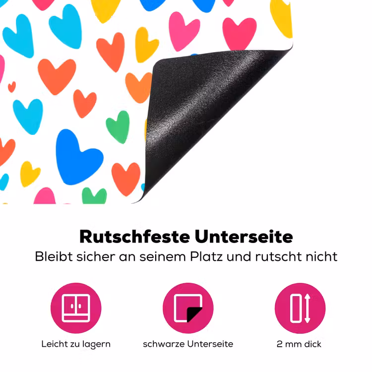 Hartjes - Kleurrijk - Patroon - Levendig Inductie beschermer vinyl 3mm klein -zzzzzzz-lf-onderkant