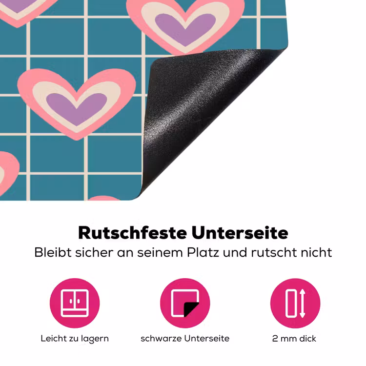 Hartjes - Raster - Patroon - Blauw Inductie beschermer vinyl 3mm klein 276 -zzzzzzz-lf-onderkant