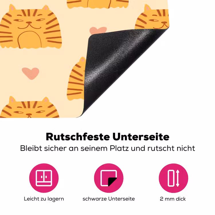 Hartjes - Katten - Strepen - Beige Inductie beschermer vinyl 3mm klein 276 -zzzzzzz-lf-onderkant