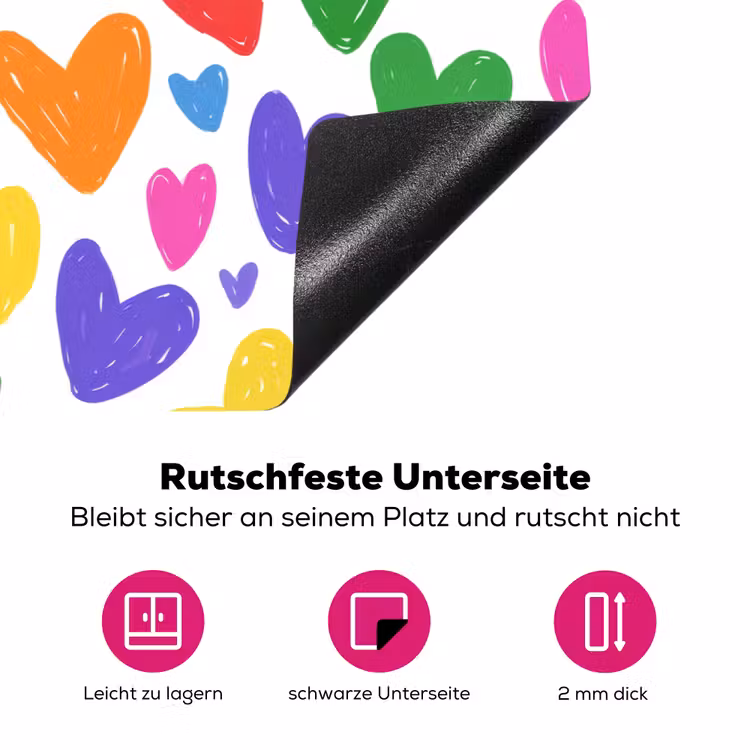 Hartjes - Patroon - Kleurrijk - Tekening Inductie beschermer vinyl 3mm klein -zzzzzzz-lf-onderkant
