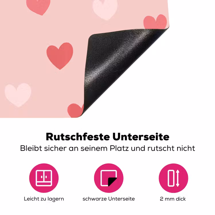 Hartjes - Patroon - Roze - Eenvoudig Inductie beschermer vinyl 3mm klein -zzzzzzz-lf-onderkant