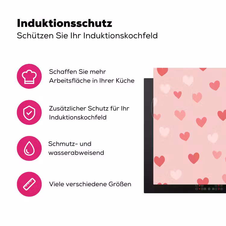 Hartjes - Patroon - Roze - Eenvoudig Inductie beschermer vinyl 3mm klein -zzzzzzz-lf-ups