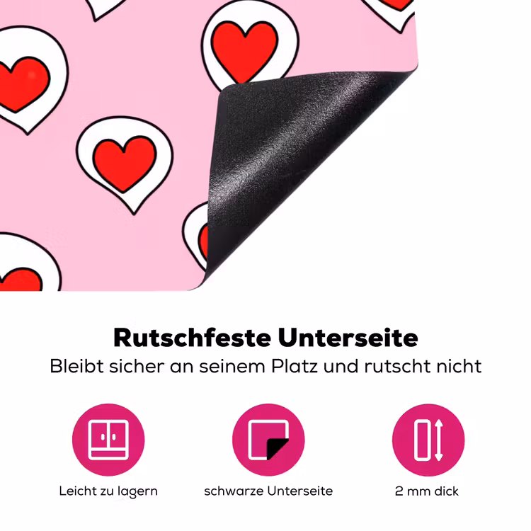 Hartjes - Patroon - Rood Inductie beschermer vinyl 3mm klein 276 -zzzzzzz-lf-onderkant