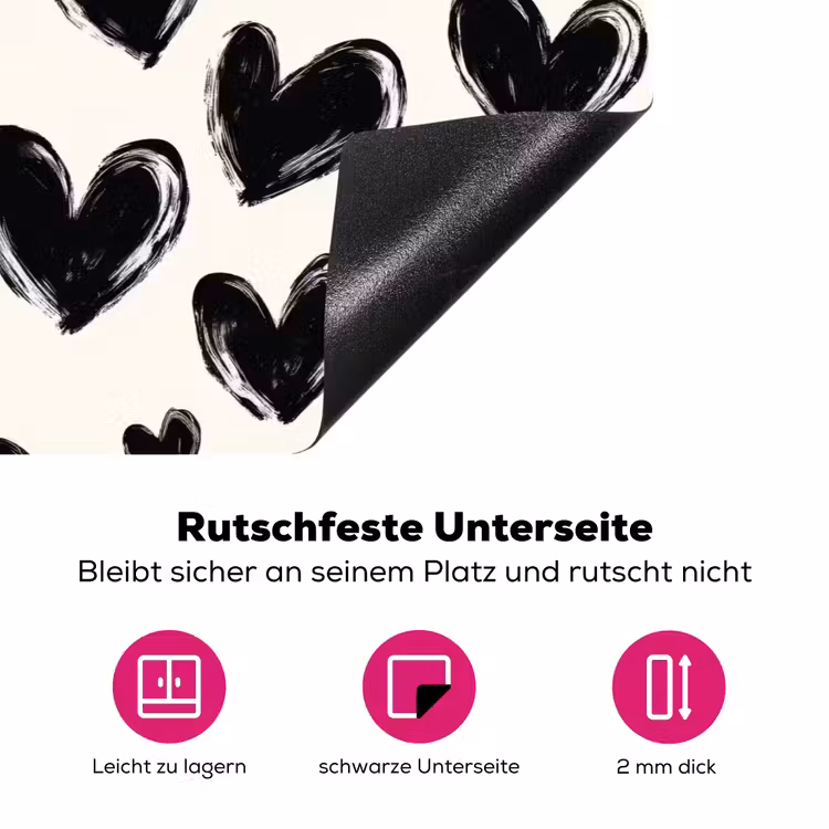 Hartjes - Patroon - Zwart Inductie beschermer vinyl 3mm klein 276 -zzzzzzz-lf-onderkant