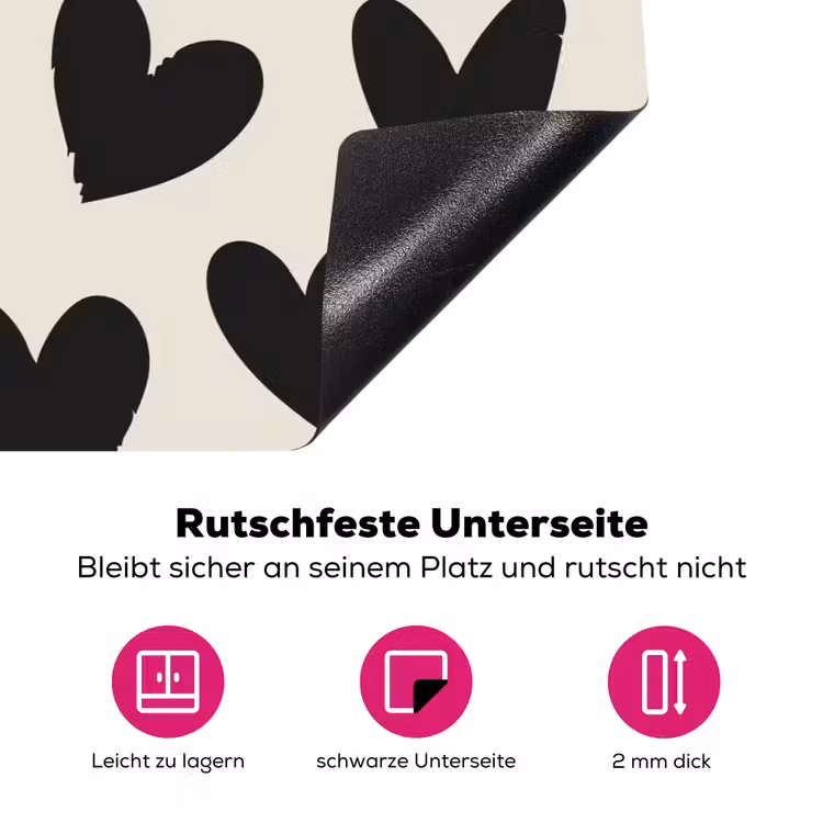 Hartjes - Zwart - Beige Inductie beschermer vinyl 3mm klein -zzzzzzz-lf-onderkant
