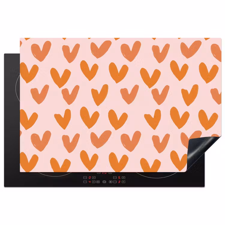 Hartjes - Getekend - Oranje Inductie beschermer vinyl 3mm klein 276 -3d