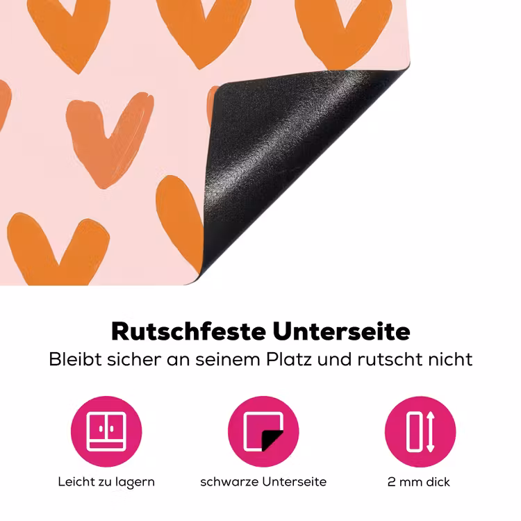 Hartjes - Getekend - Oranje Inductie beschermer vinyl 3mm klein 276 -zzzzzzz-lf-onderkant