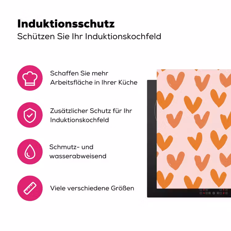 Hartjes - Getekend - Oranje Inductie beschermer vinyl 3mm klein 276 -zzzzzzz-lf-ups