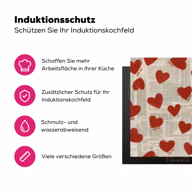 Hartjes - Krant - Loveyou Inductie beschermer vinyl 3mm klein -zzzzzzz-lf-ups
