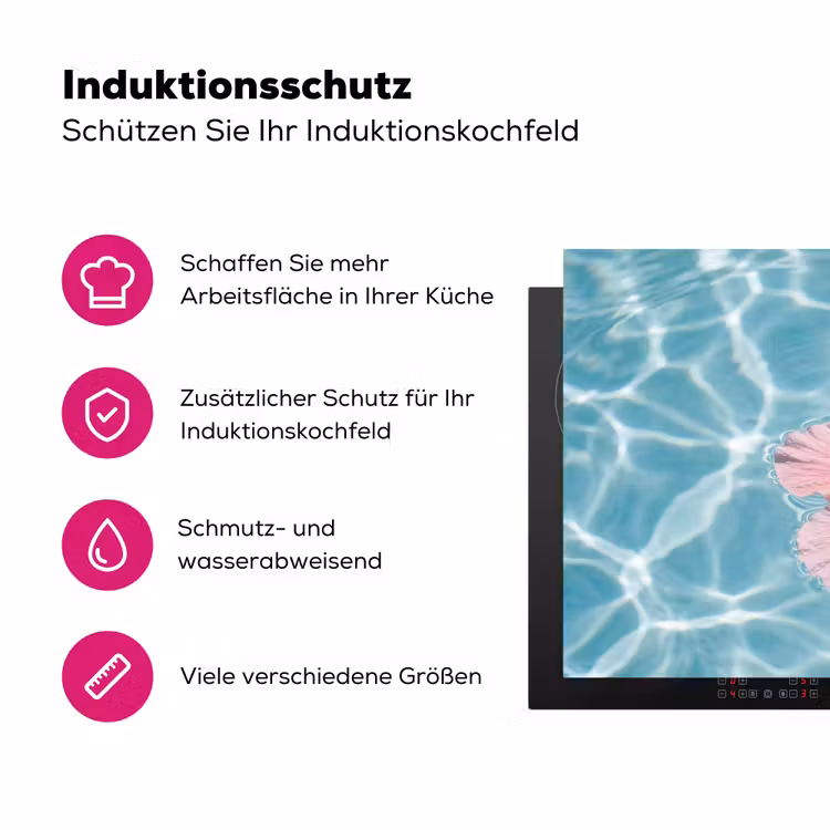 Hibiscus - Water - Roze Inductie beschermer vinyl 3mm klein -zzzzzzz-lf-ups