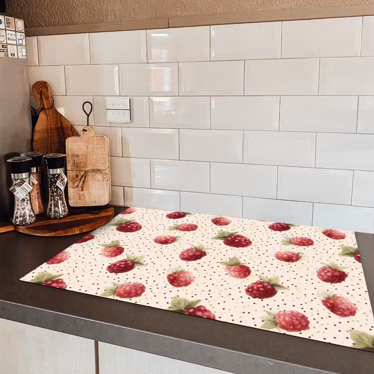 Framboos - Stippen - Rood Inductie beschermer vinyl 3mm klein 276 -sfeer3