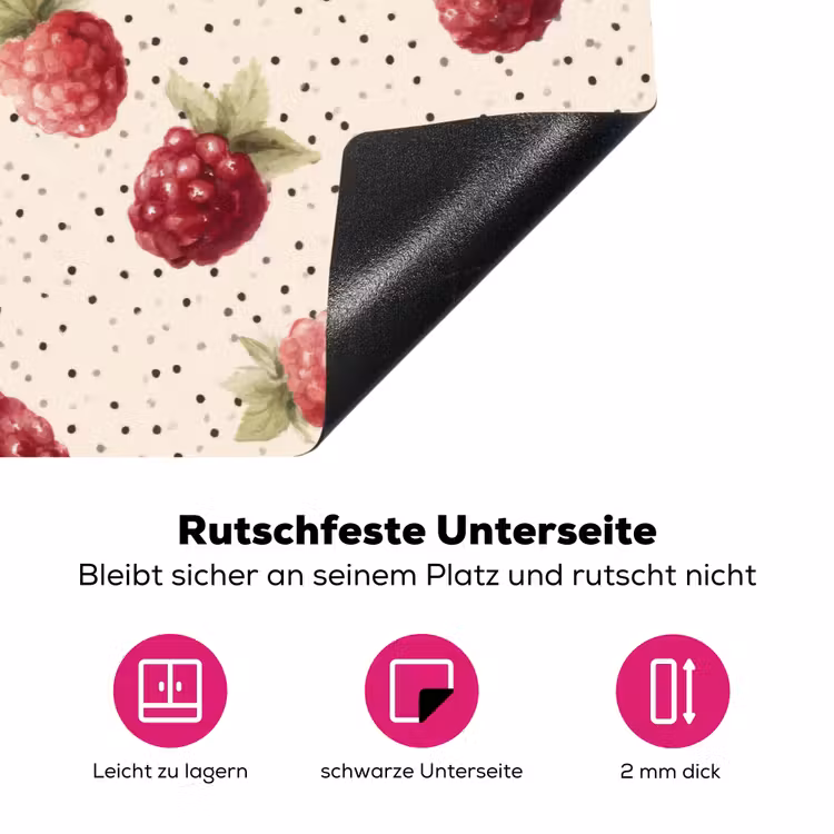 Framboos - Stippen - Rood Inductie beschermer vinyl 3mm klein 276 -zzzzzzz-lf-onderkant