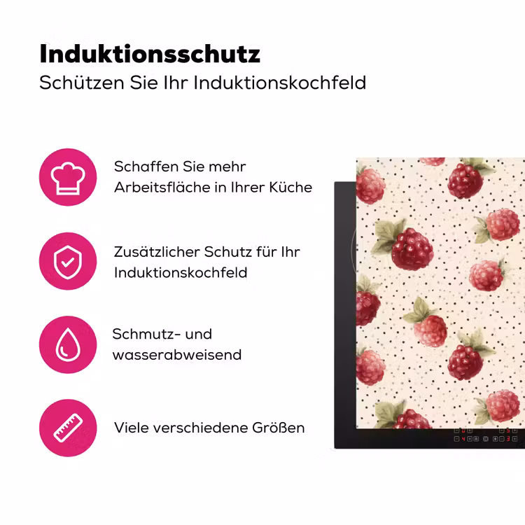 Framboos - Stippen - Rood Inductie beschermer vinyl 3mm klein 276 -zzzzzzz-lf-ups