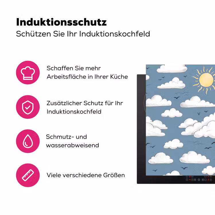 Lucht - Zon - Wolken - Natuur - Blauw Inductie beschermer vinyl 3mm klein -zzzzzzz-lf-ups