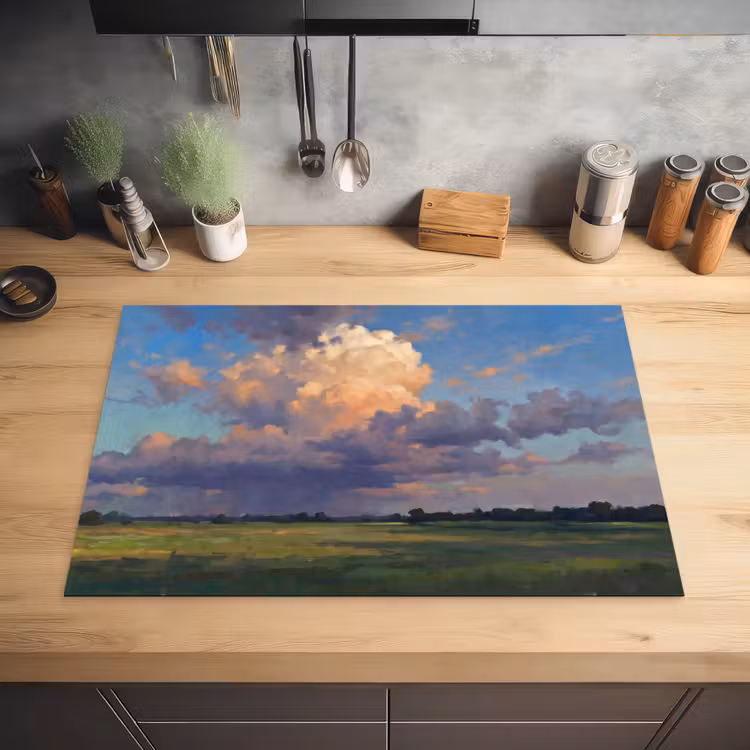 Lucht - Wolken - Landschap - Modern - Oranje Inductie beschermer vinyl 3mm klein -sfeer5