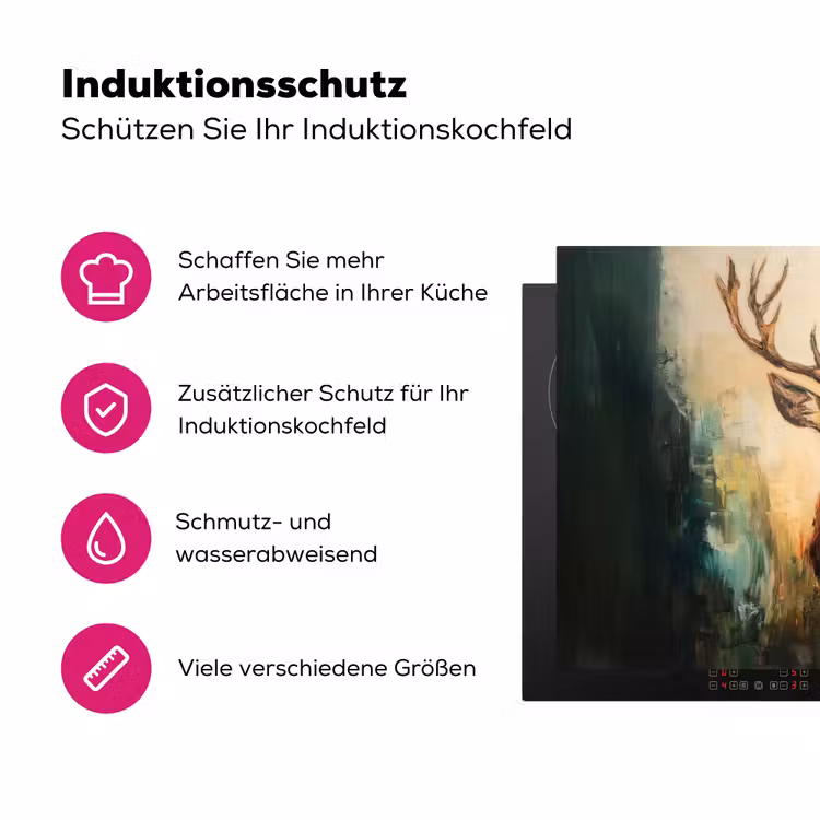 Hert - Geverfd - Gewei - Bruin Inductie beschermer vinyl 3mm klein -zzzzzzz-lf-ups