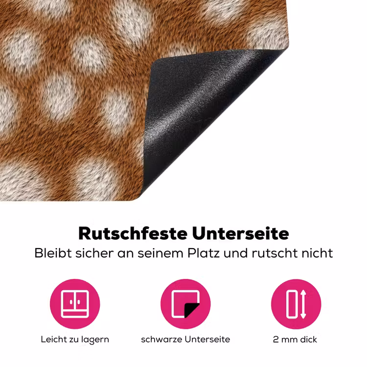 Hert - Vacht - Bruin Inductie beschermer vinyl 3mm klein 276 -zzzzzzz-lf-onderkant