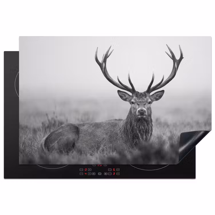 Hert - Mistig - Zwart - Wit Inductie beschermer vinyl 3mm klein -3d