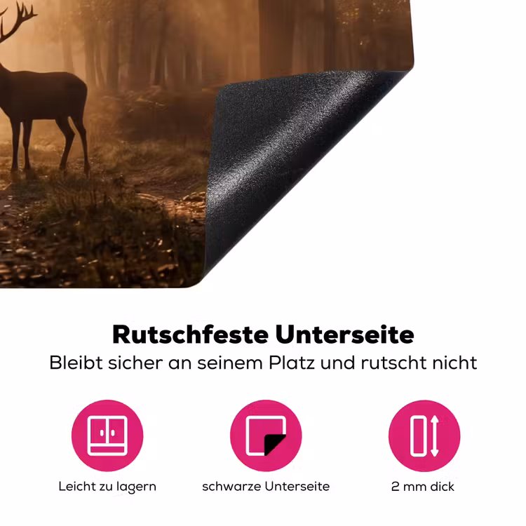 Hert - Bos - Mistig - Natuur - Goud Inductie beschermer vinyl 3mm klein -zzzzzzz-lf-onderkant