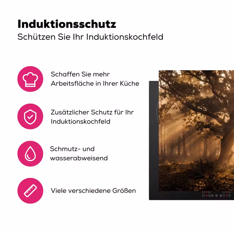 Hert - Bos - Mistig - Natuur - Goud Inductie beschermer vinyl 3mm klein -zzzzzzz-lf-ups