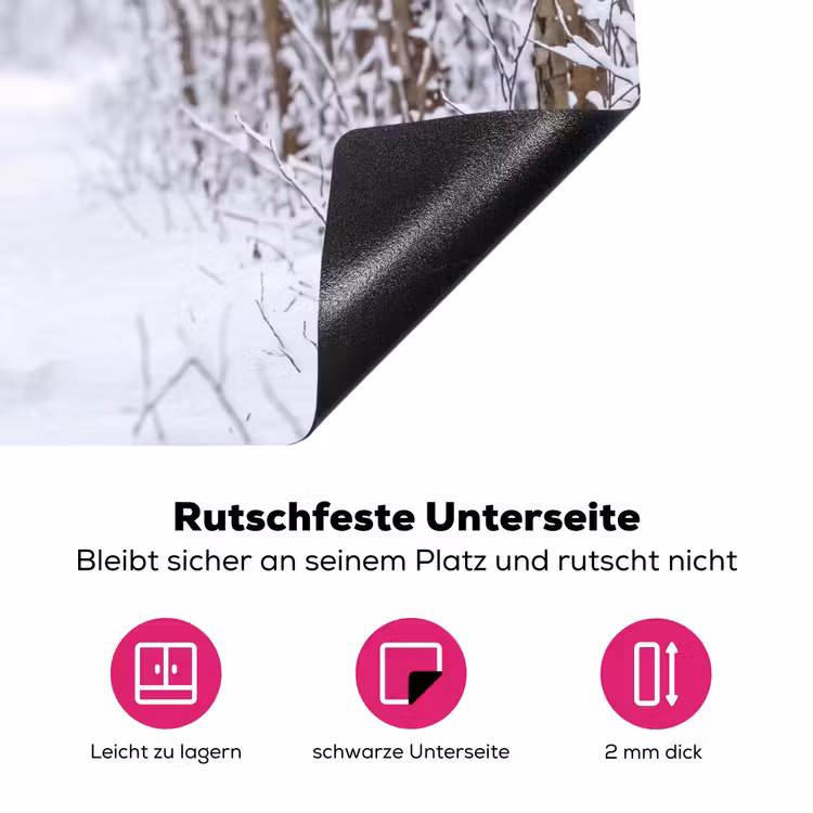Hert - Winter - Bos - Natuur - Wit Inductie beschermer vinyl 3mm klein -zzzzzzz-lf-onderkant