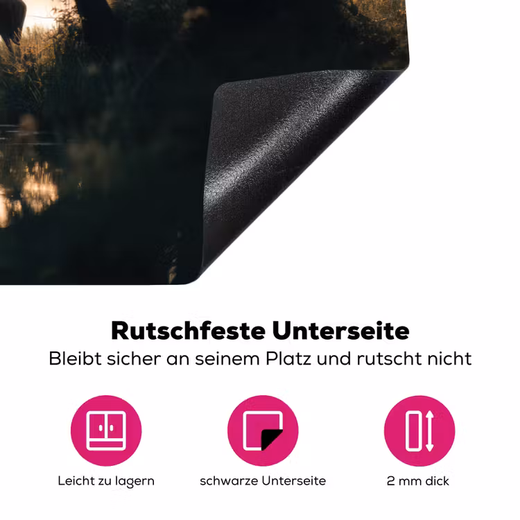 Hert - Bosbeek - Mystiek Inductie beschermer vinyl 3mm klein -zzzzzzz-lf-onderkant