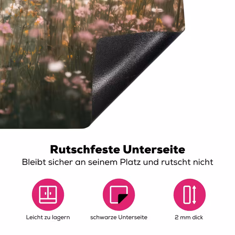 Hert - Wilde bloemen - Bos Inductie beschermer vinyl 3mm klein -zzzzzzz-lf-onderkant