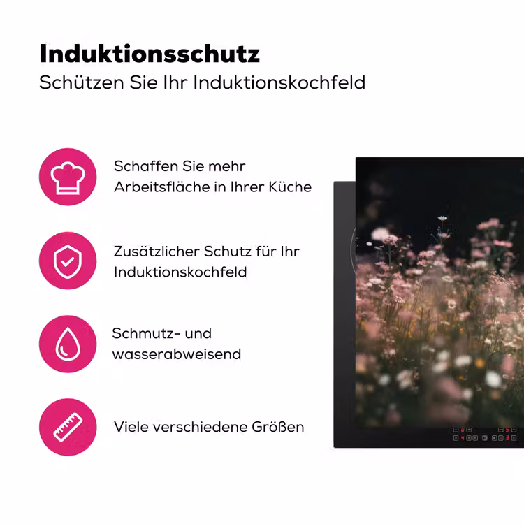 Hert - Wilde bloemen - Bos Inductie beschermer vinyl 3mm klein -zzzzzzz-lf-ups