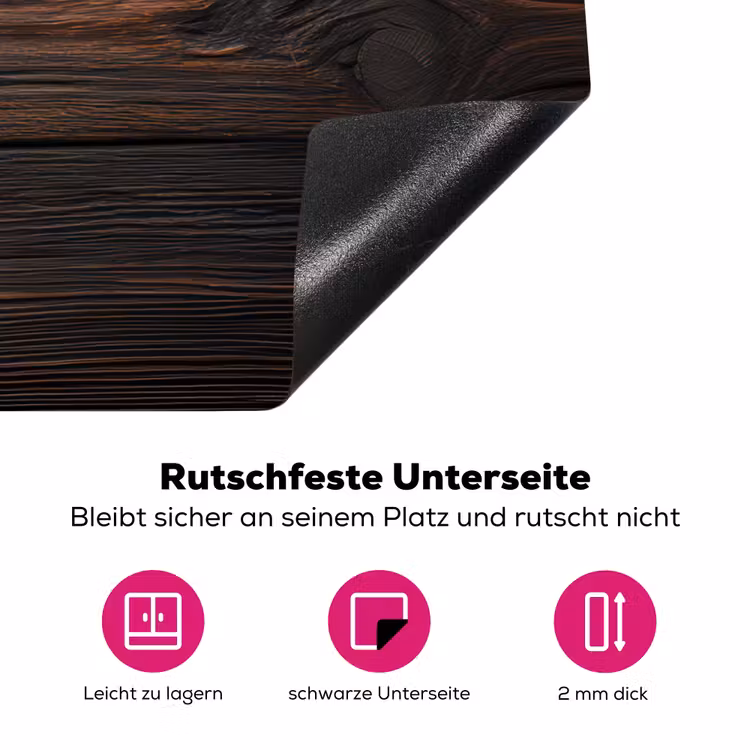 Hout - Grillige nerven Inductie beschermer vinyl 3mm klein -zzzzzzz-lf-onderkant
