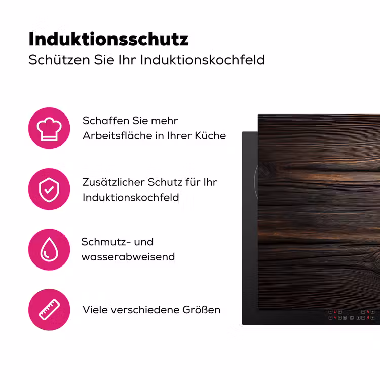 Hout - Grillige nerven Inductie beschermer vinyl 3mm klein -zzzzzzz-lf-ups